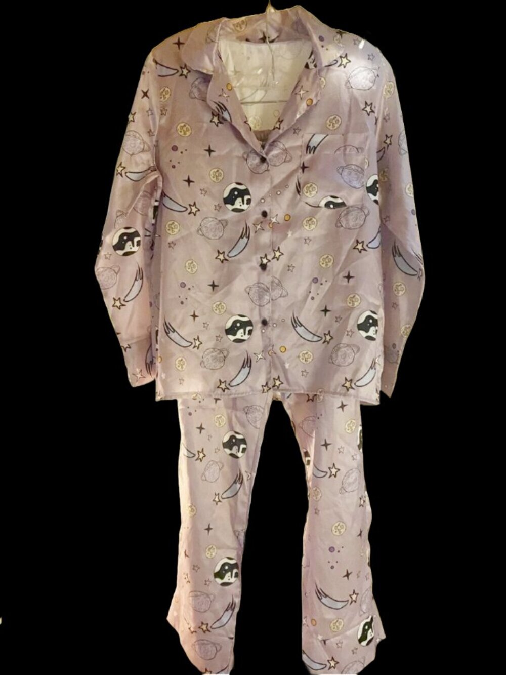 Nasty Gal Lavender Planet & Moon Pajama Set